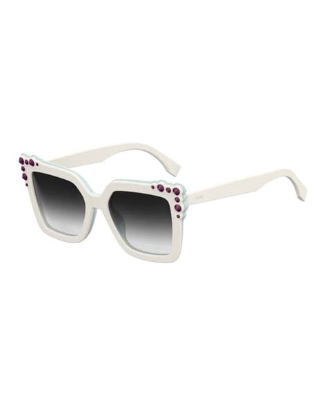 fendi can eye two-tone studded square sunglasses